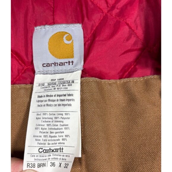 Carhartt Mens R38 Brown‎ Duck Insulated Bib Overalls 36x32 Workwear - Picture 4 of 9